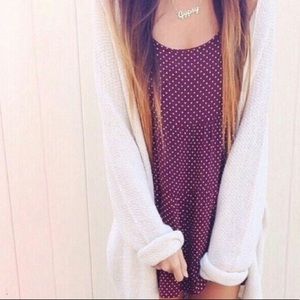 Brandy Melville maroon polka dot jada dress
